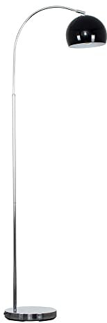 MiniSun | Modern Designer Style Polished Chrome Floor Lamp with a Gloss Black Light Shade | Floor Lamps & Torchieres, Home Décor & Improvement Essential | Includes 6W LED E27 Light Bulb