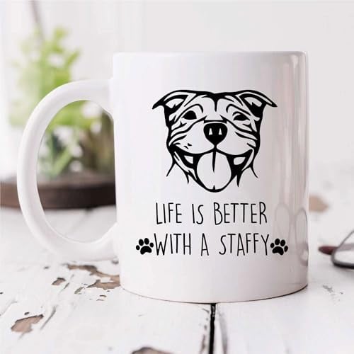 60 Second Makeover Limited Staffy Mug Life is Better with A Staffy Pet Present Dog Lover Staffordshire Bull Terrier Mothers Day