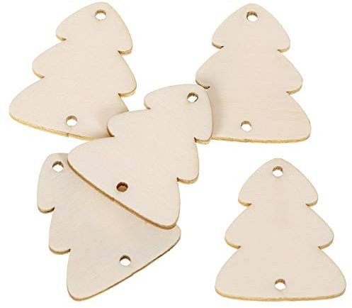 Holz Baum Tannenbaum mit 2 Löchern - 2-10cm Streudeko Basteln Deko Tischdeko, Größe:Tannen 3cm, Pack mit:100 Stück