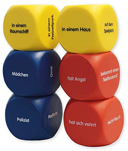 TimeTEX Set Flüster-Würfel 6-TLG. Deutsch Geschichten-Einstieg, 4 cm