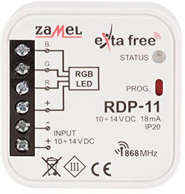 EXTA FREE RDP-11 Unterputz Funkempfänger I Für LED-Lampen mit RGB-Dioden I Spannung 10-14 V DC Kabellose Steuerung, Silber
