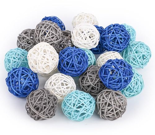 DomeStar Rattan-Kugel, 24 Stück, 5,1 cm, Weidenkugel, dekorative Kugeln, Vasenfüller