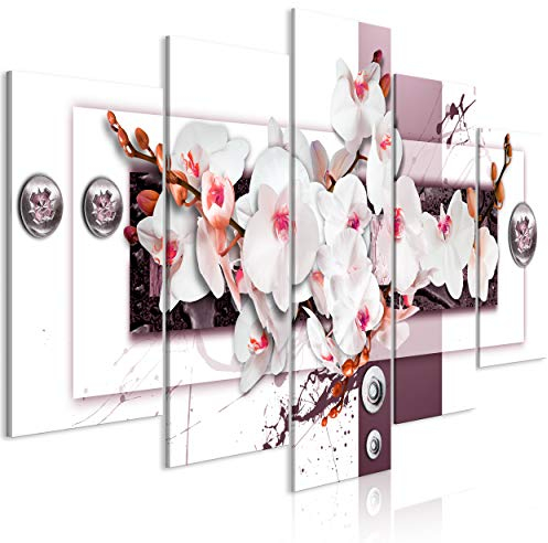 decomonkey Bilder Orchidee 200x100 cm 5 Teilig Leinwandbilder Bild auf Leinwand Wandbild Kunstdruck Wanddeko Wand Wohnzimmer Wanddekoration Deko Blumen Abstrakt