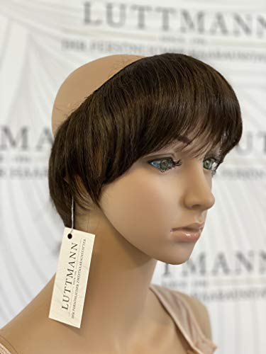 LUTTMANN® SECRET HAIR COLLECTION - Model: SHORT STYLE - Haarteil bei Chemotherapie tragbar unter der Mütze statt Perücke (medium-brown)
