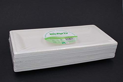 50 Piatti rettangolari Resistenti in cellulosa biodegradabili e compostabili USA e Getta nell'umido Ideali per Feste e Party Eco