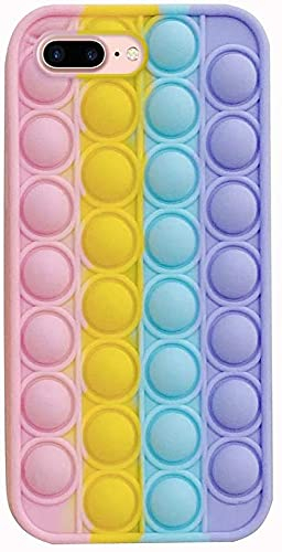 Herbests Kompatibel mit iPhone 8 Plus/iPhone 7 Plus Fidget Toys Phone Case Pop Fidget Reliver Stressspielzeug Silikon Schutzhülle Stoßfest Handyhülle Push Pop Bubble Fidget Sensory Toy,Regenbogen