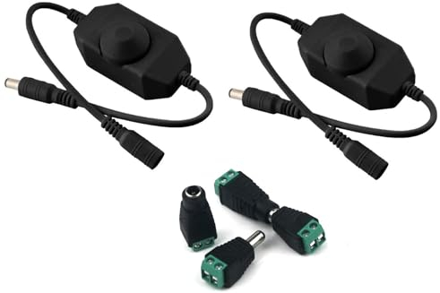Taikuwu 2 Pcs 12V/24V 6A LED Variateur Controleur Ajuster Luminosite Pour Simple Couleur Clair, Noir