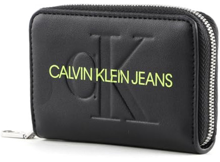 Calvin Klein JEANS Geldbörse SCULPTED MONO Zip-Around Neon-Logo schwarz