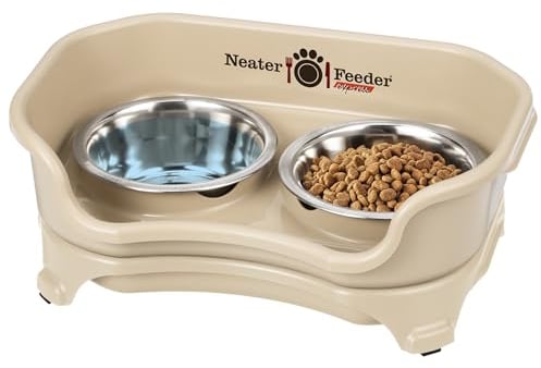 Neater Feeder Neater Pet Brands Express Gamelles surélevées pour Chiens avec Support en Acier Inoxydable pour Nourriture et Eau - Amande