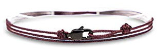 Made by Nami Bracelet de Cheville Fin pour Hommes et Femmes avec Fermoir Mousqueton Artisanal - Bijoux de Surfeur Maritime - Minimaliste en Tissu - 100% Étanche et Réglable (Bordeaux Noir)
