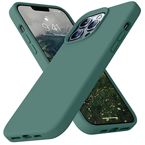 KTELE Compatible with iPhone 13 Pro Case 6.1 inch Premium Liquid Silicone with [Soft Anti-Scratch Microfiber Lining] Gel Rubber Full-Body Bumper Protection Case for iPhone 13 Pro - Pine Green