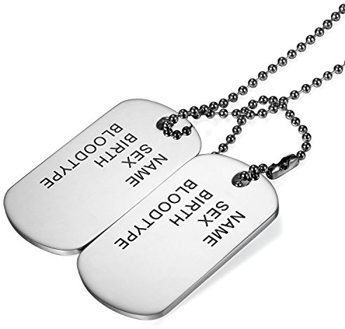 Cupimatch Dog Tag Anhänger Halskette Herren mit Gravur Edelstahl Militärischen Erkennungsmarken Armee Stil