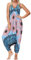 Nuofengkudu Damen Blumen Boho Jumpsuit V Ausschnitt Rückenfrei Overall Leichte Sommerkleid Outfits Strandkleid Sommermode Einheitsgröße S-Blau Rot