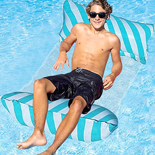 JOKILY Hamac à eau, hamac à eau gonflable, hamac de natation, 4 en 1, matelas flottant, chaise longue, tapis de plage, hamac gonflable pour adultes et enfants (bleu)