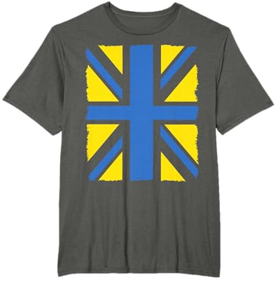 Ukrainian British Union Jack Flag. UK & Ukraine Together T-Shirt