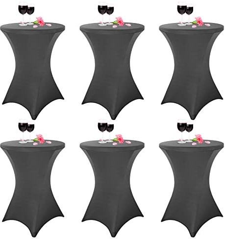 Pesonlook 6er-Set Stretch Stehtisch Husse für Bistrotisch Ø 80-85 cm Elegante,Verstärkung im Fußbereich,40°C Maschinenwäsche,Stretch-Husse Hussen für Stehtische und Bistrotische(80×110cm,Dunkelgrau)