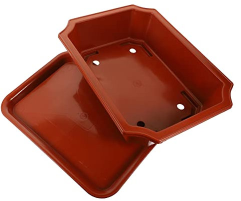 Yardwe Bonsai Training Pot with Humidity Tray Extra Large Bonsai Pots Flowerpot Ornament Container Orchid Planter Pot Scroll Wheel Office Big Bonsai Plastic Bonsai Training Pots