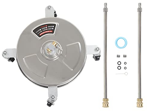 13 Inch Pressure Washer Cleaner, 4000 PSI Power Washer Cleaner Attachment with 4 Wheels, 1/4 Quick Connector, 2 Extension Wand for Cleaning Driveway, Sidewalk, Garden