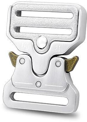 Metallschnalle, 3.8 cm, taktische Schnalle, Duty-Cobra-Schnalle, seitliche Schnellverschluss-Schnalle, Clip für Hundehalsband, Geschirr, Gepäckgurt, Jagd-Sicherheitstaschen-Schnalle, Ersatz, Silber