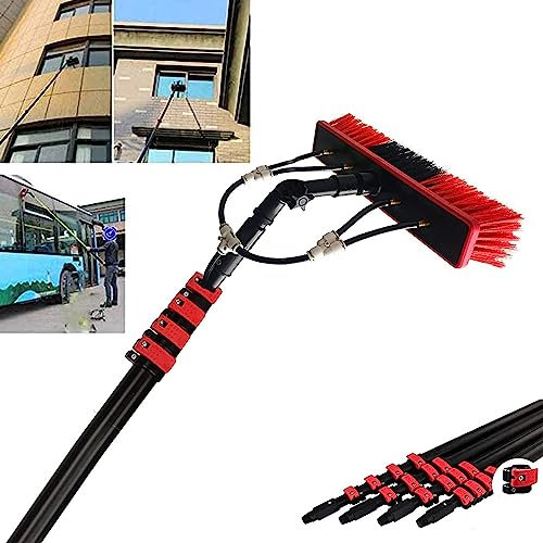 Witriolik 3.6-10.8m Tige De Nettoyage Panneau Solaire Photovoltaïque,Perche Telescopique Nettoyage,brosse télescopique d'alimentation en eau kit Brosse Haute Fenêtre Pour Toits Serres