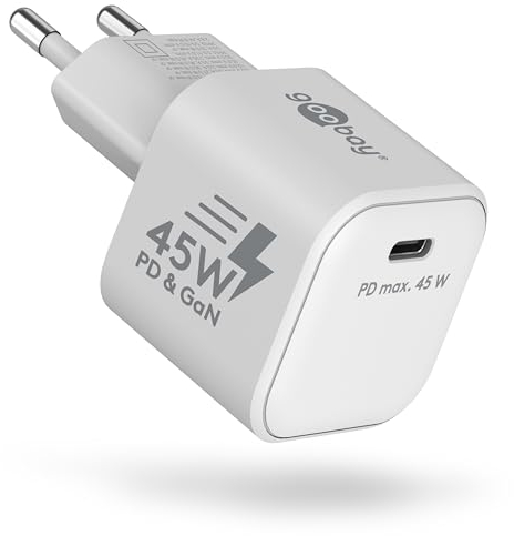 goobay 65332 USB-C PD Schnellladegerät (45W) / Handy Ladegerät/Netzteil für Ladekabel vom iPhone und andere Handys/Quick Charger Adapter/Netzstecker USB-C/Ladeadapter/weiß