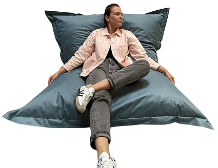Bananair Pouf Extérieur Imperméable Géant - Confortable, Polyvalent, Anti-UV, Déhoussable - Pouf XXL de Jardin - Gros Coussin Extérieur Garni de Mousse - 180 x 140 cm - Gris Foncé