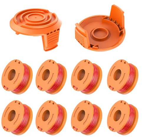 Evenlinkics rasentrimmer fadenspulen, ersatzfadenspule für Worx Alle 20V Rasentrimmer,für worx wa0010 ersatzfadenspule,kompatibel mit worx rasentrimmer ersatzteile (8 spulen+2 Spulenabdeckung)