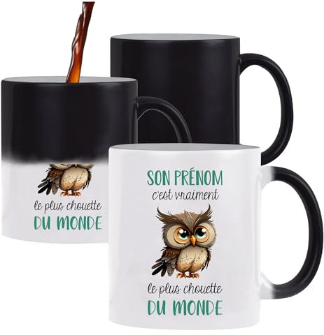 Mug prénom personnalisable | Tasse personnalisée humour fun idée cadeau collègue surnom métier (Mug Magique, Masculin, Plus Chouette du monde)