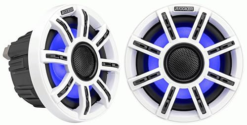 KICKER 51MSC654 - MSC - Sistema coaxial LED marino premium de 4 ohmios de 6.5 pulgadas, par