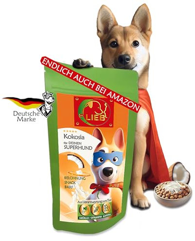 100% Kokos natürliche Präbiotika Hundeleckerli auch gegen Zecken, Flöhe, Entwurmend, FELLGLANZ, getreidefreie Kokoschips Leckerchen, mit natürlichem Kokosöl für Hunde, natürliches Magnesium