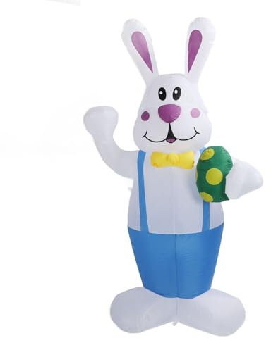 Aufblasbare Hasen Dekoration, 1,9 M, 6,2 Fuß, Aufblasbarer Osterhase, Outdoor Dekoration, Aufblasbarer Hase, Ostern, Aufblasbare Hofdekoration, Eingebaute LED für Ostern,