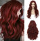 Siudus Rote Lockig Lang Perücke für Damen Burgund Wellig Mittelteil Perücken Synthetische Hitzebeständige Faser Haar Perücke für Cosplay Halloween Gebrauch
