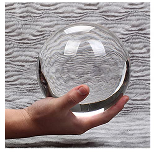 AUOQKQUT Boules de Cristal en Verre Transparent en Cristal Naturel, Boule de Cristal de 80MM avec Base en Bois, Pierre de Cristal décoration d'intérieur