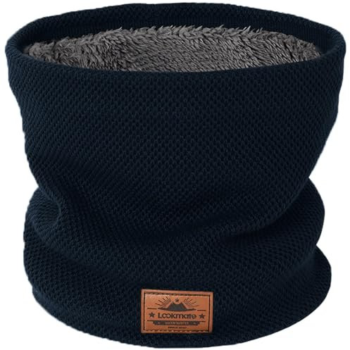 Lookmate Winter Neck Tube Ski Neck Warmer Motorcycle Neckerchief Men's/Women’s Face Scarf Double-Layer Fleece Gaiter Mask Windproof Circle Loop Scarves Neck Warmer for Outdoor Activities Navy Blue