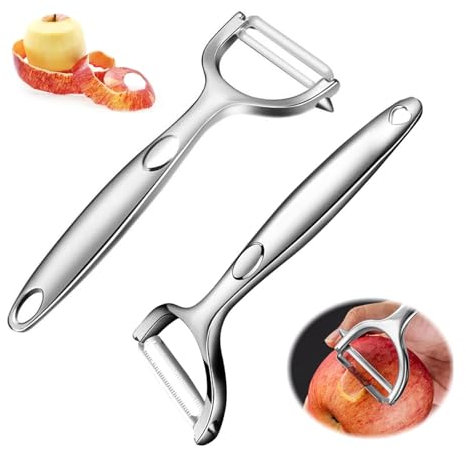 XoeLLe 2 Stück SparschäLer, Edelstahl SpargelschäLer, KartoffelschäLer, Y-förmige GemüseschäLer, Multifunktions GemüseschäLer mit Klinge Zweischneidig, für Heimische Küche, Campingküche, Picknick