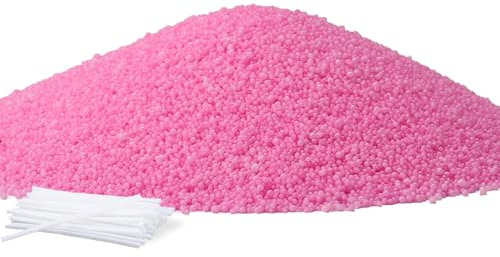 Ovaletta Kerzensand 800 g Rosa, Kerzensand mit Docht, Kerzenwachs, mit 20 Stück Kerzendocht (5 cm), Pflanzliches Wachs, Perlenwachs