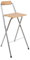 THE SECRET HOME Taburete Plegable con Respaldo - Silla Plegable de Metal y Madera - Ideal para Cocina, Terraza o Jardín (Alto. 99 cm x Largo. 49 cm - Madera Natural/Plata)