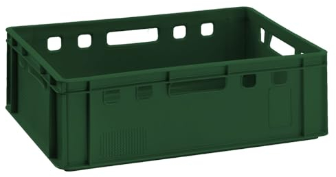 BURI 1x Fleischkiste E2 Fleischerkiste Dunkelgrün 60x40x20cm Metzgerkiste Lagerkiste Stapelkiste | Eurobox Made in Germany lebensmittelecht, robust, stapelbar
