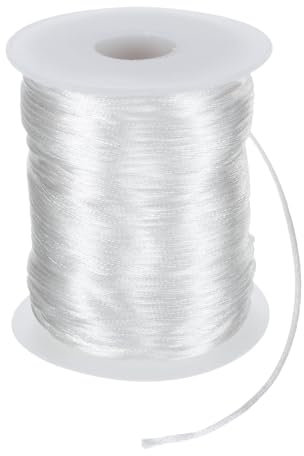 sourcing map Cordoncino in nylon satinato, 2 mm, liscio come la seta, per braccialetti macramè, kumihimo, collane con nodo cinese, perline e creazione di gioielli, colore: bianco