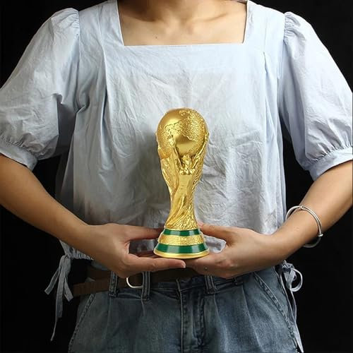 SUSANMAISON Trofeo replica della Coppa del Mondo di calcio in 4 diverse dimensioni, in resina, da collezione, con portachiavi, per appassionati di sport, decorazione per la casa (21 cm)