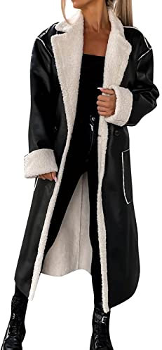 Femme Veste en Cuir PU Bombers Aviateur Moto Blouson Femme Simili Cuir Biker Revers Veste Zippé Chaud Manteau de Motard Automne Veste Bombers Noir Femme Blouson Aviateur Cuir Femme Marron