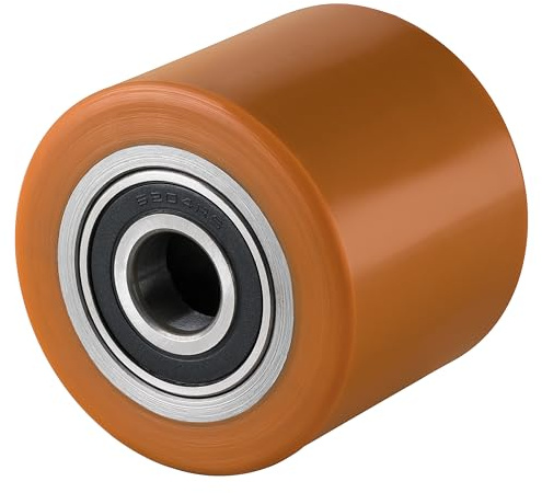 Hubwagen Rolle Polyurethan braun 80 x 70 mm, Achse 17 mm - Ersatzrolle inkl. Kugellager