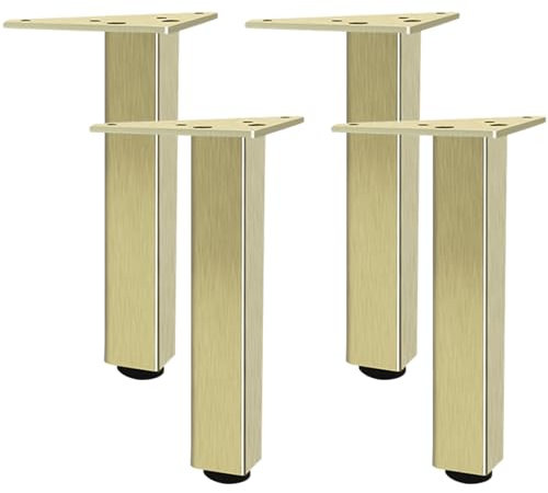 SZLXJMFL 4 Stück Tischbeine Golde, 4 Stück Verstellbar Möbelfüsse Quadrat Aluminiumlegierung | Eloxierte Oberfläche Höhe: 6-60cm Couchtischbeine Tischfüße Sofasfüße-27cm/10.6