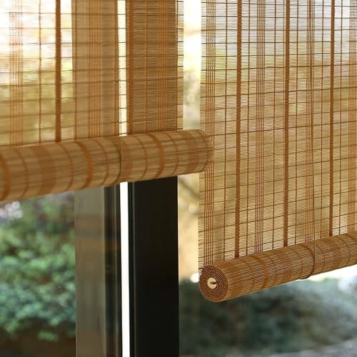 Retro Bambus Rollo Jalousie Mit Hebevorrichtung,Bambusrollo Aussenbereich Wetterfest,Anhebbare Fensterläden,Raffrollo Mit Hakenaufhängung Sun Protection/Breathable,Adjustable(80x240cm)