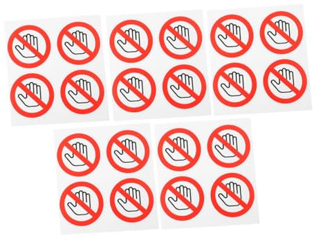 DIYEAH 20 Stück Aufkleber mit Sicherheitsschildern Warnaufkleber Etikett nicht berühren warnschild Verwenden Sie keinen Handaufkleber für die Wand Aufkleber für Glas nicht berühren rot