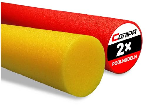 Conipa® - Schwimmnudeln im Set (160 x 7 cm) Kinder & Erwachsene (aus Schaumstoff) - Poolnudel & Pool-Spielzeug Set ab 3-10 Jahre (Made IN Europe) - Pool Wassernudel & Pool-Nudel (Rot + Gelb)