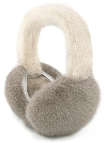 SEYUFN Cache Oreilles Femme Pliables Cache Oreille Fourrure Pelucheux d'Hiver Cache-Oreilles Fille Chauds Chauffe-Oreilles Doux pour l'Extérieur (A-marron 2)