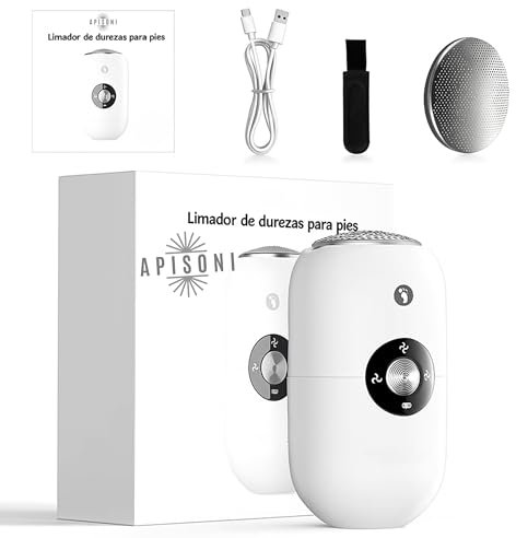 APISONI Lima Electrica Pies Durezas, Limador de Durezas Electrico, Lima Electrica Pies, Removedor de Callos para Pieles Muertas, Duras y Agrietadas, Pulir Callos, Pedicura Profesional