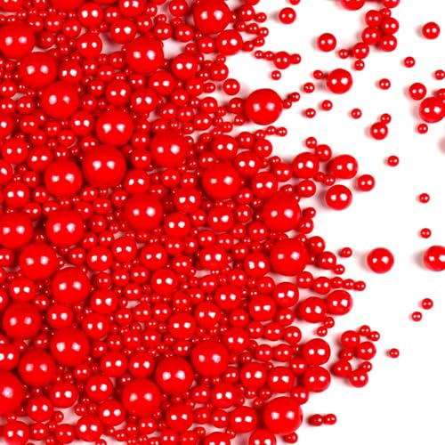 Pearl Sprinkles, Edible Pearls for Cake Decorating, Kosher & Halal (Red Pearl)