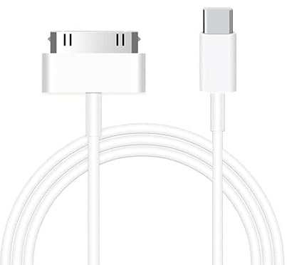 ZHHSUNY 3.3Ft 30Pin to USB C Adapter Cable for i-Phone4 4S, i-Pad1 2 3 i-Pod,Type-C to 30Pin Cable Mains Charging Syncing Old Pad Phone Pod (White)